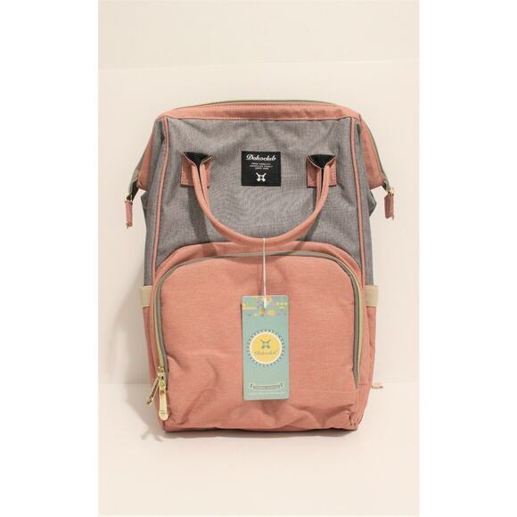 Diaper Bag Backpack Waterproof Large Capacity Stylish and Durable Gray/Pink NWT - Picture 1 of 11
